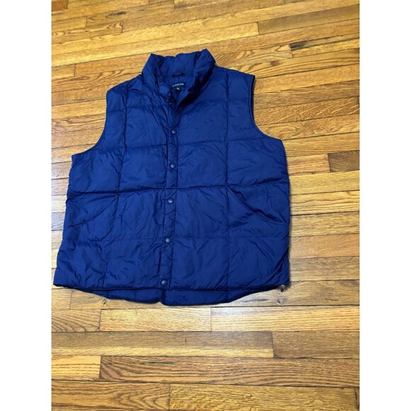 Lands' End Mens Down Puffer Vest Sz XL 46-46 Navy Blue Insulated Snap Button - Picture 2 of 7